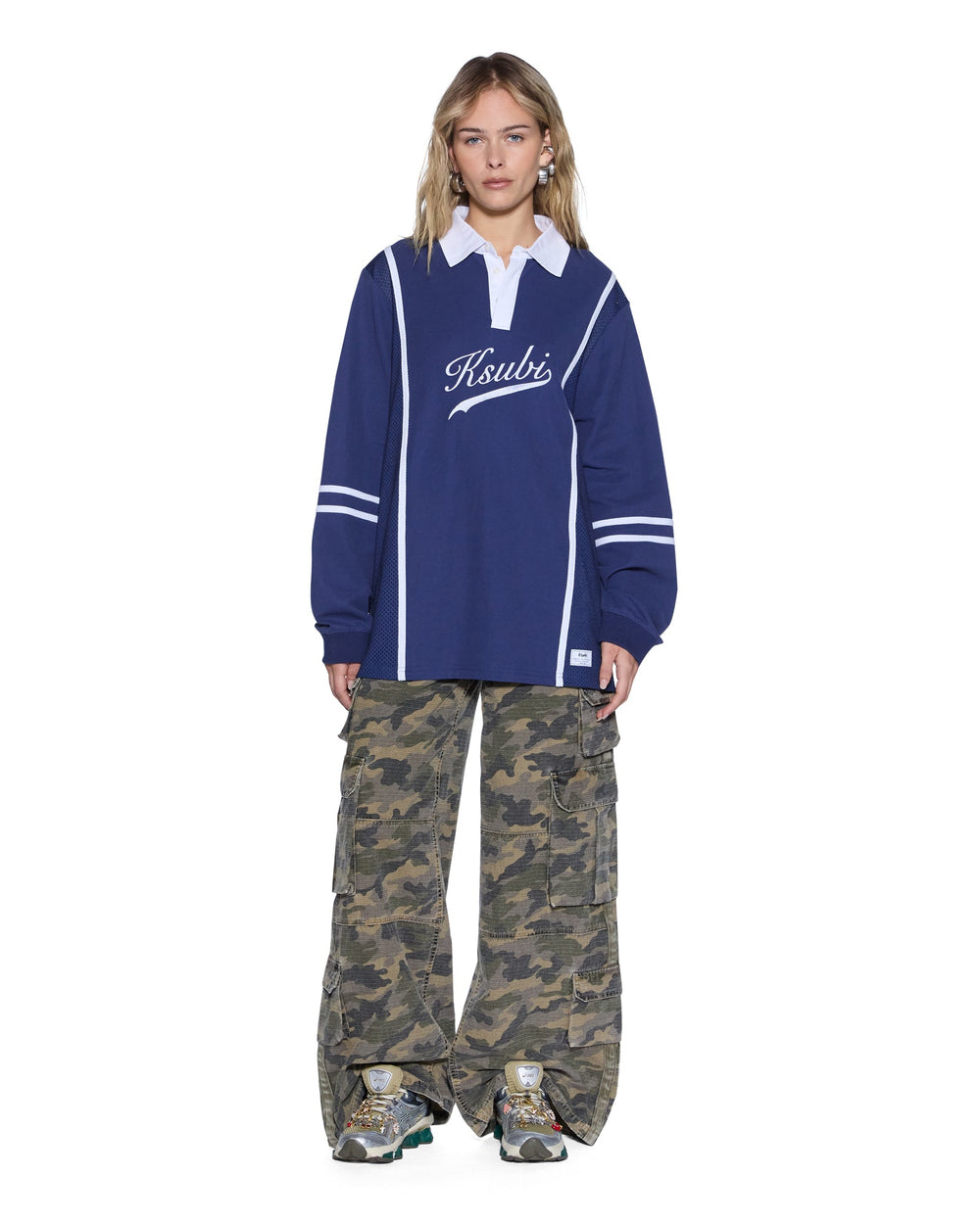 Womens Playoff Ls Polo Jersey Navy Fashion Tops