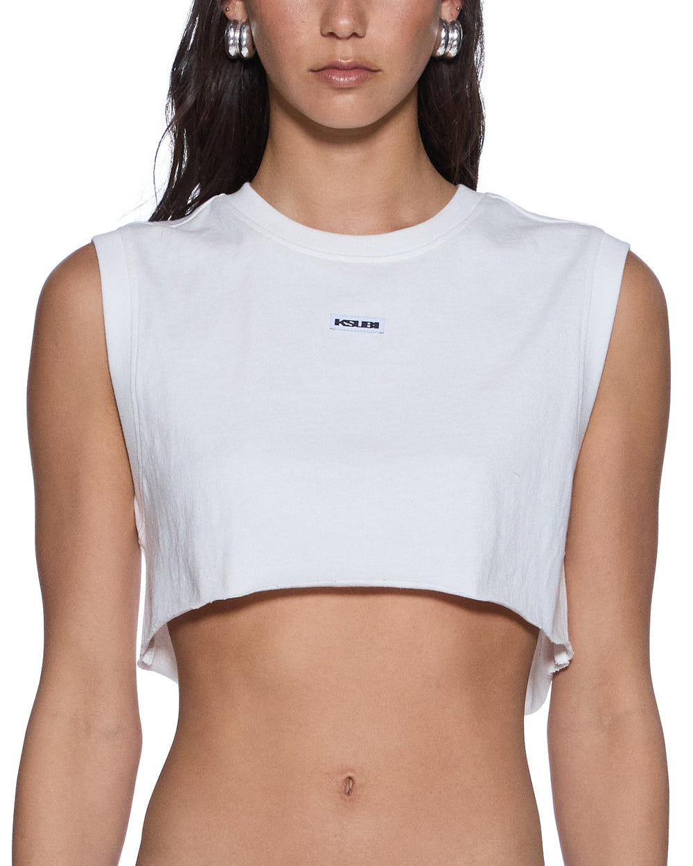 Womens Labels Crop Tank White Tees