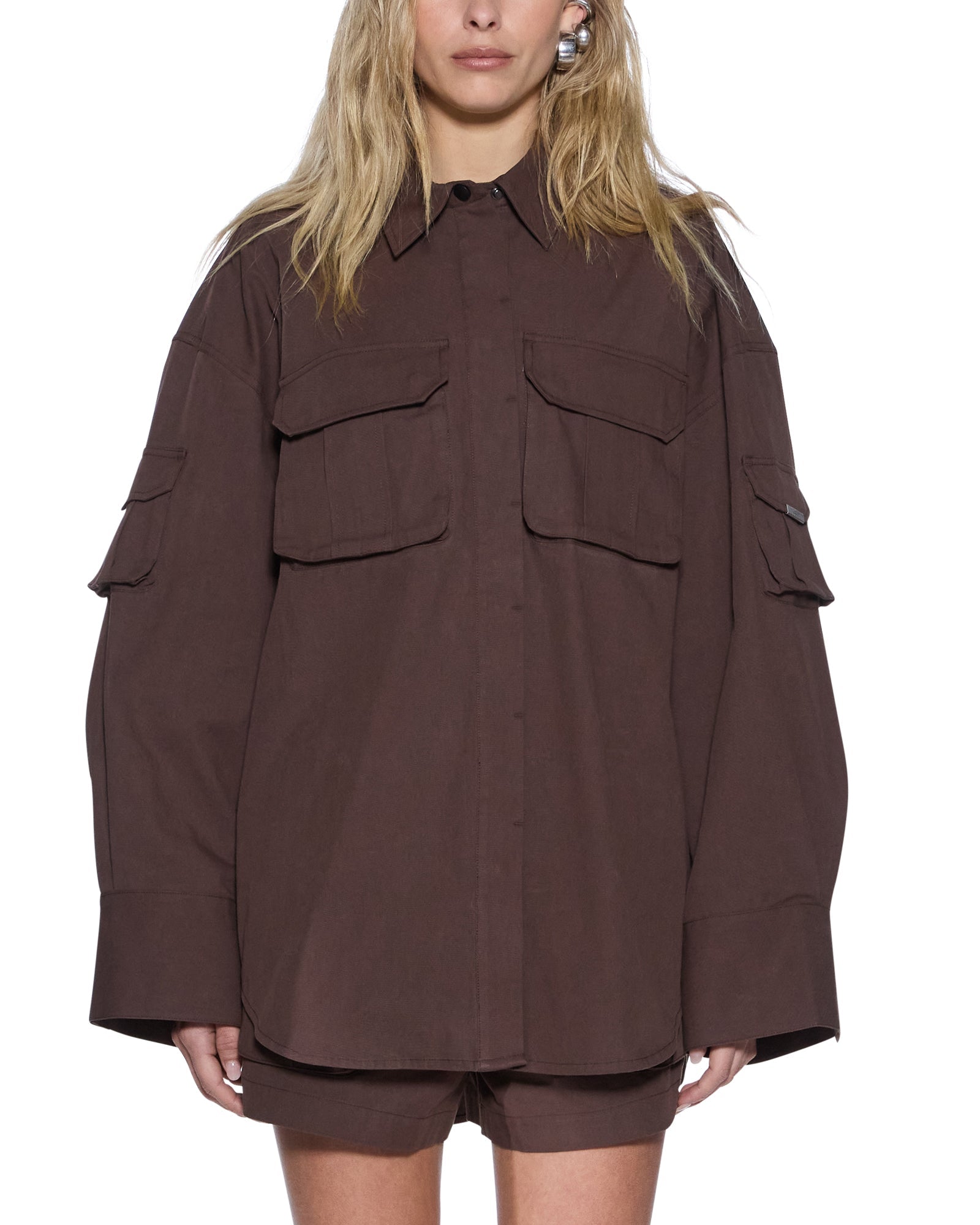 Womens Astra Ls Cargo Shirt Chocolate Shirts