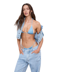 Womens Strings Attached Bikini Denim Bikini