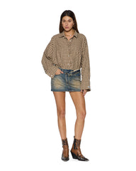 Womens Astra Ls Shirt Tan Plaid Shirts