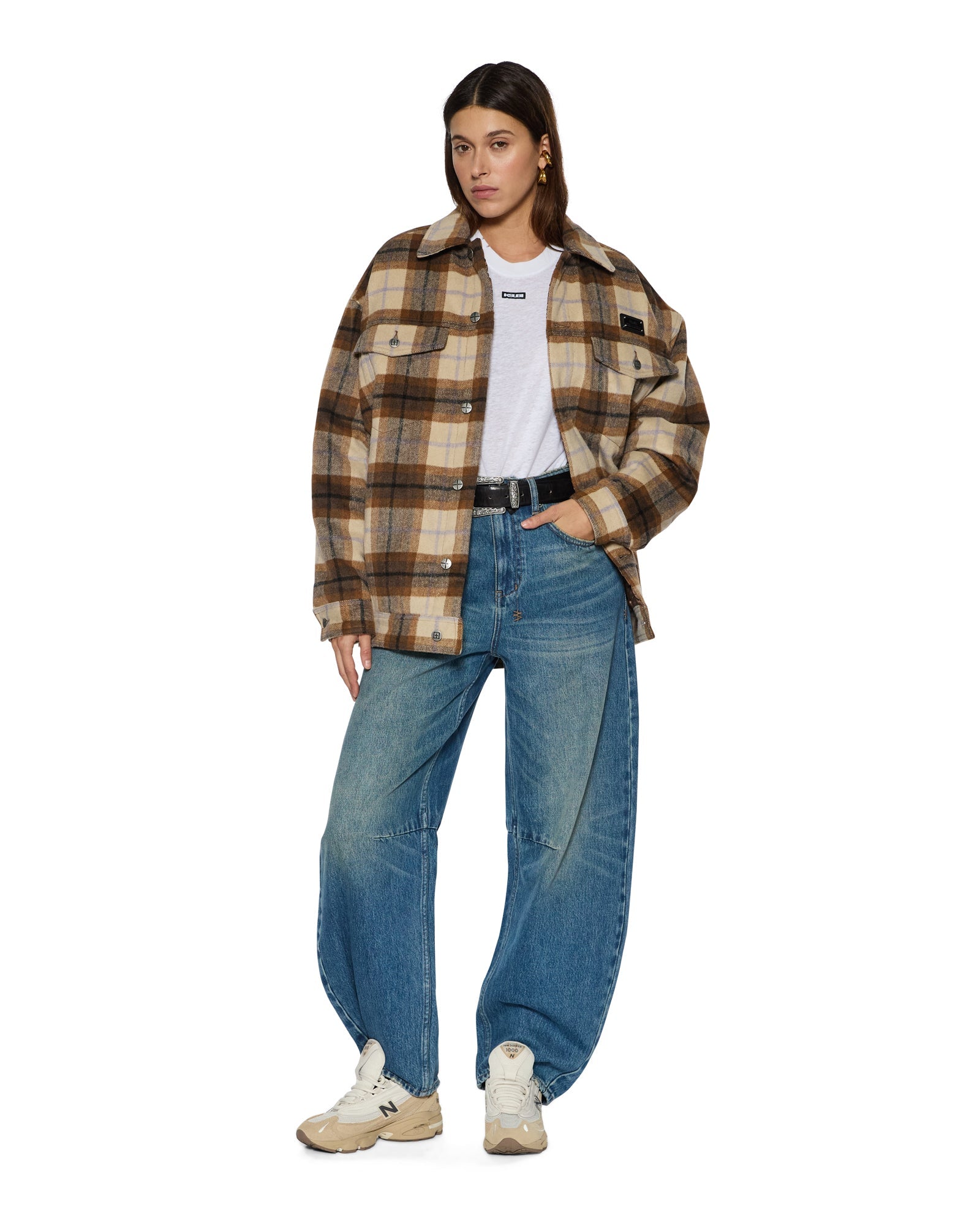 Womens Ksuper Trucker Jacket Plaid Jackets