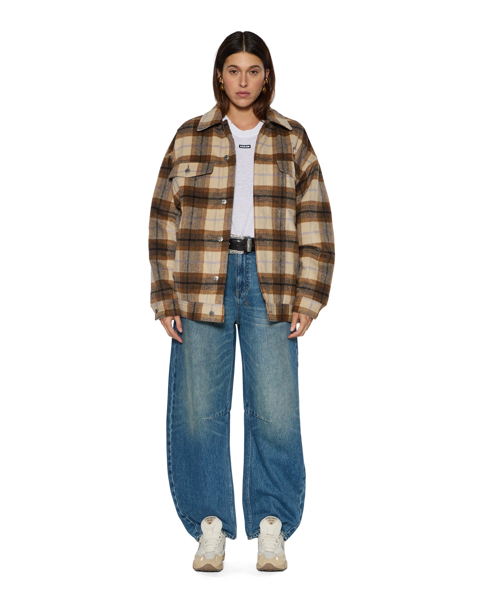 Womens Ksuper Trucker Jacket Plaid Jackets