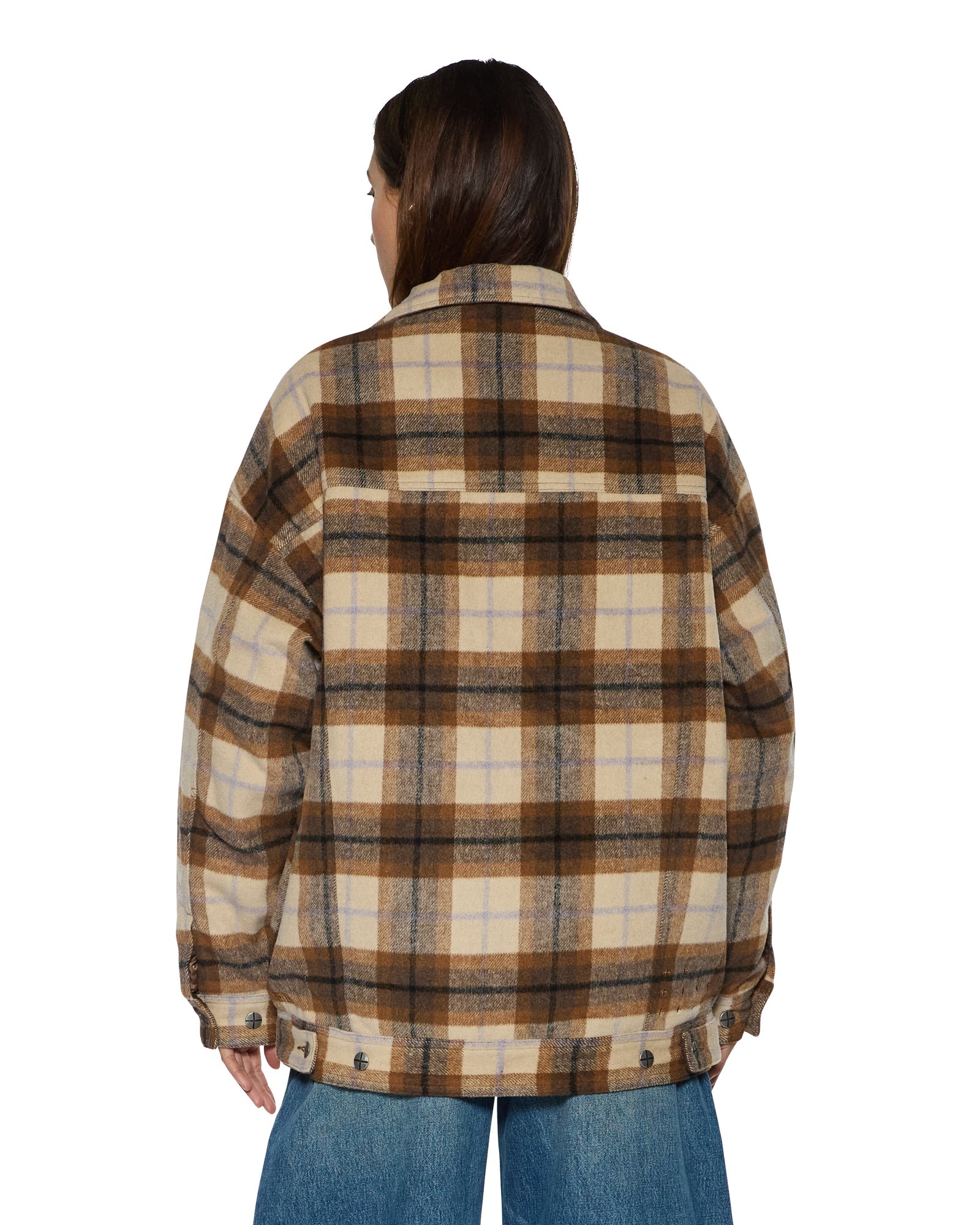 Womens Ksuper Trucker Jacket Plaid Jackets