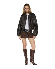 Womens Alpha Crop Bomber Worn Black Jackets