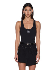 Stacked Origin Fitted Tank Top - Black