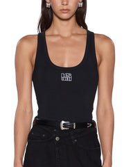 Stacked Origin Fitted Tank Top - Black