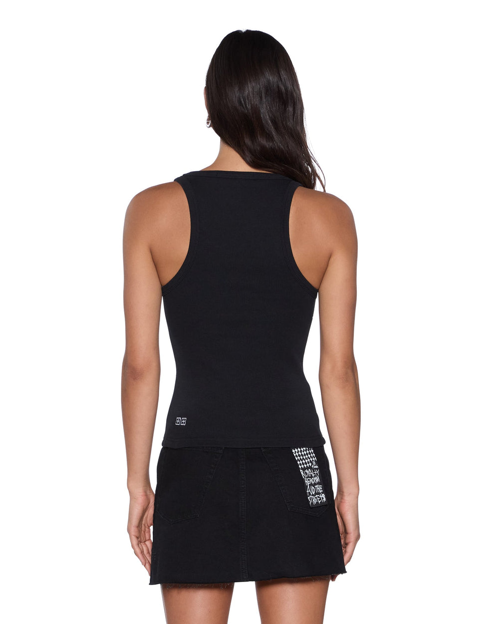 Stacked Origin Fitted Tank Top - Black