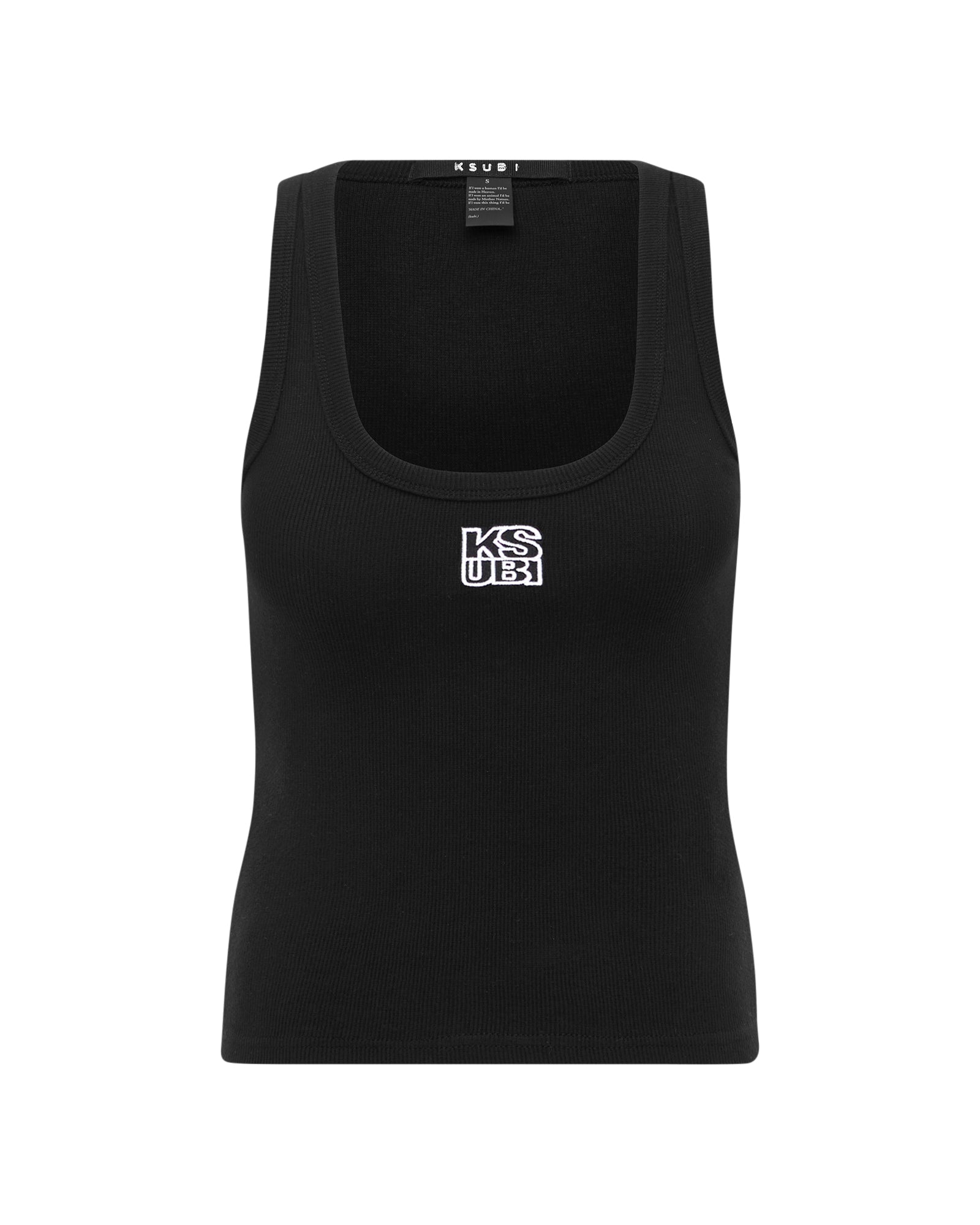 Stacked Origin Fitted Tank Top - Black