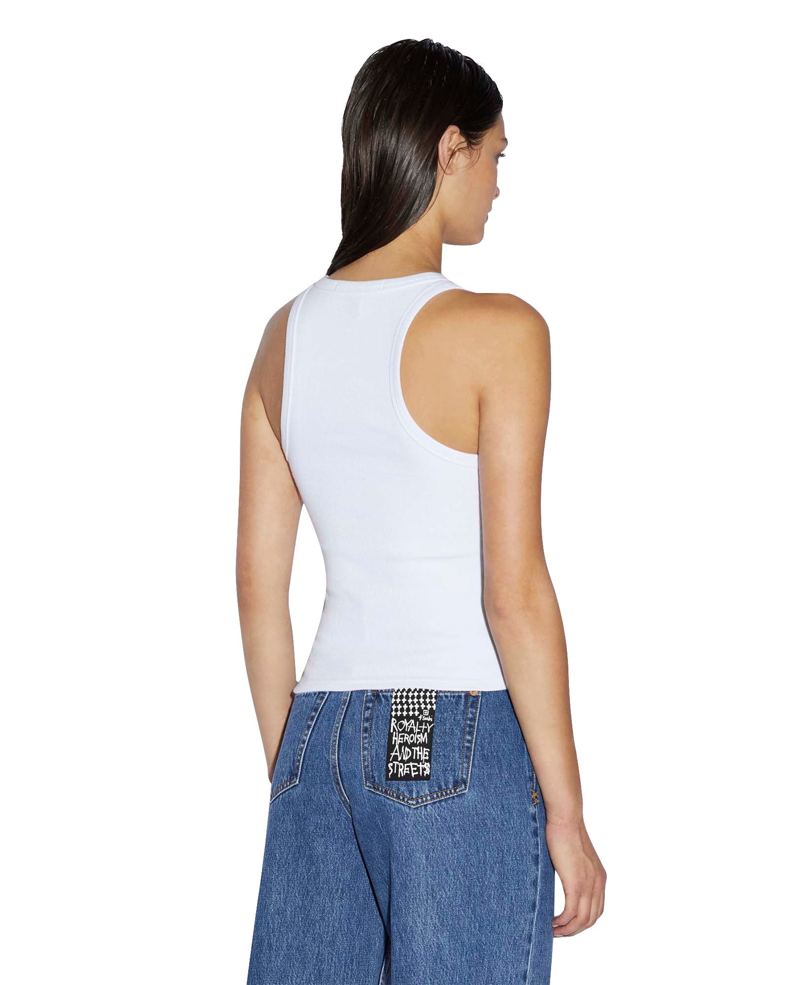 Stacked Origin Fitted Tank Top - White