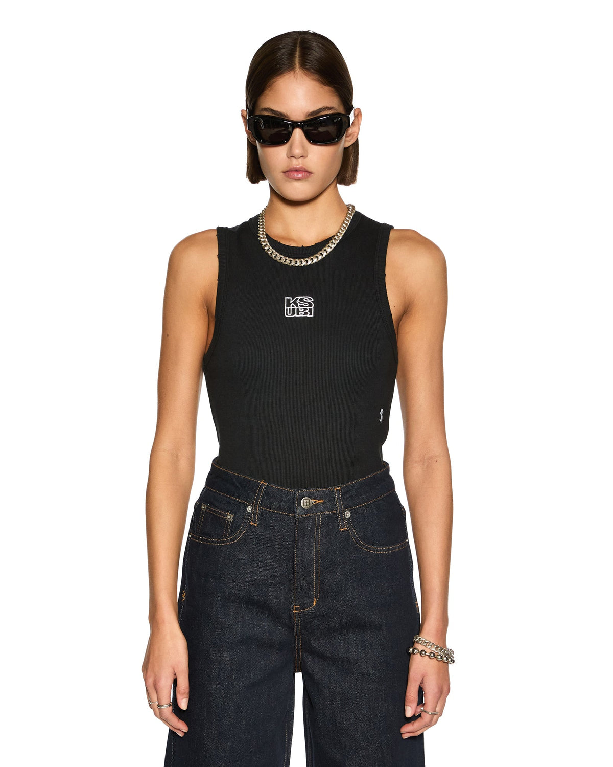 Stacked Syndicate Racer Back Tank - Xtra Black