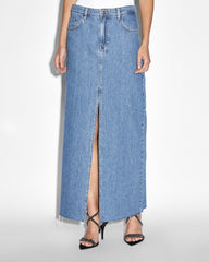 Kara Low Rise Maxi Denim Skirt - Medium Blue Wash