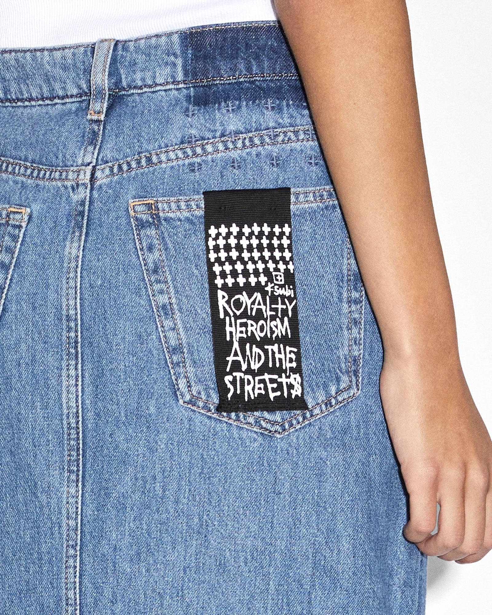 Kara Low Rise Maxi Denim Skirt - Medium Blue Wash