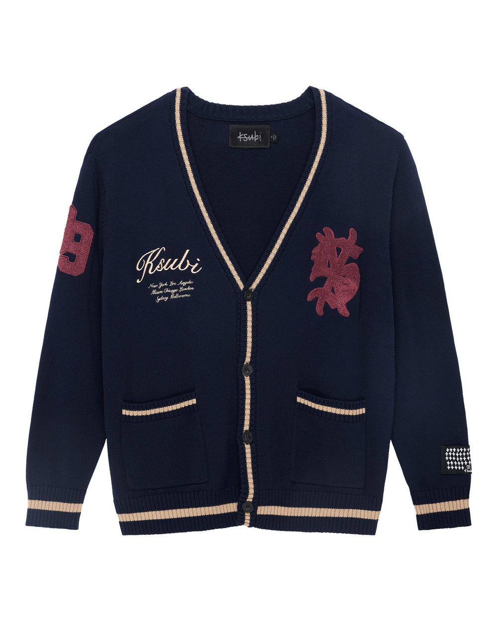 Mens Playoff Cardigan Navy Knitwear