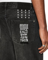 Bronko Emblem Bootcut Denim Jean - Black