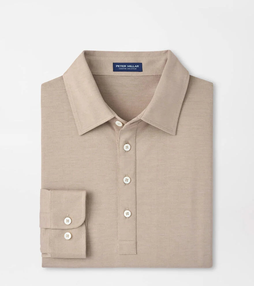Ashby Silk Cotton Long-Sleeve Polo BISCOTTI
