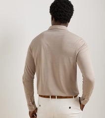 Ashby Silk Cotton Long-Sleeve Polo BISCOTTI