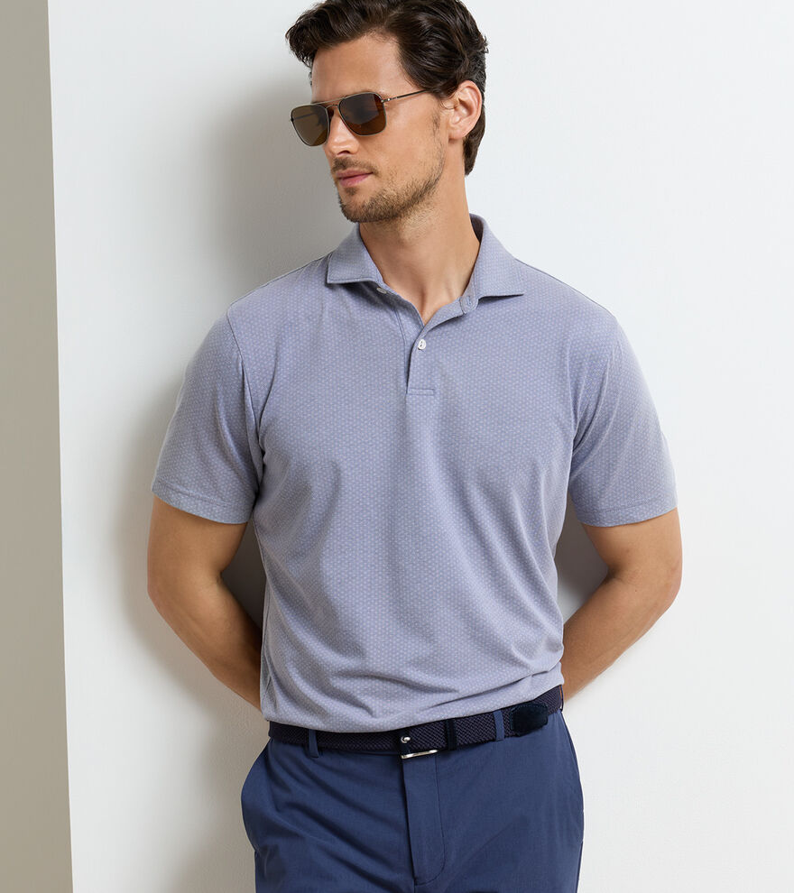 Albatross Diamond Cotton-Blend Piqué Polo NAVY