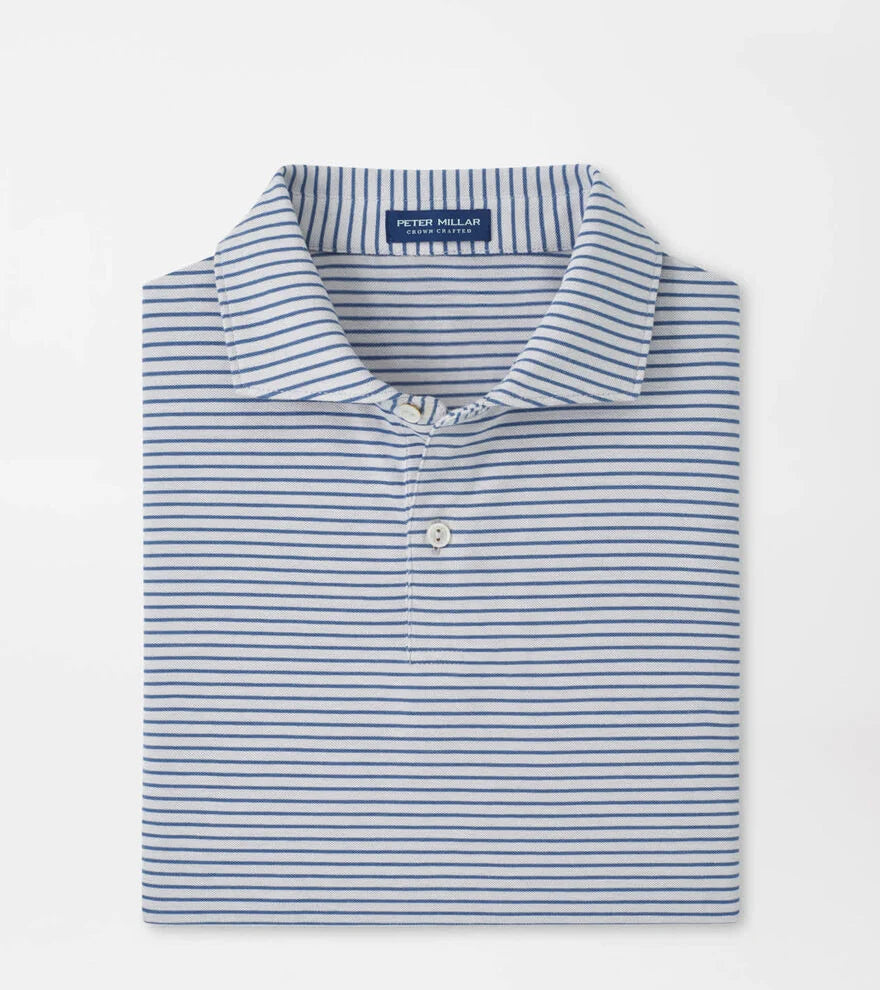 Albatross Stripe Cotton-Blend Piqué Polo GALE GREY