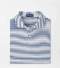 Albatross Stripe Cotton-Blend Piqué Polo GALE GREY