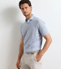 Albatross Stripe Cotton-Blend Piqué Polo GALE GREY