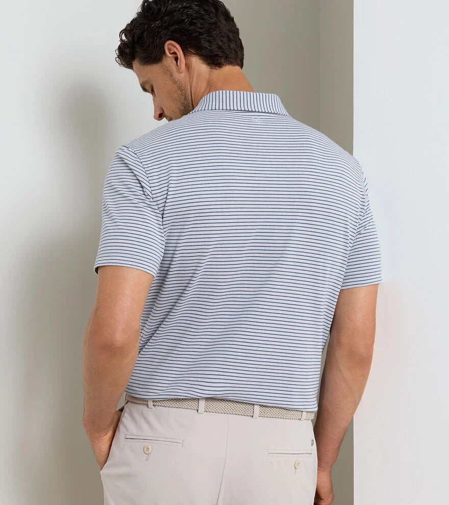 Albatross Stripe Cotton-Blend Piqué Polo GALE GREY
