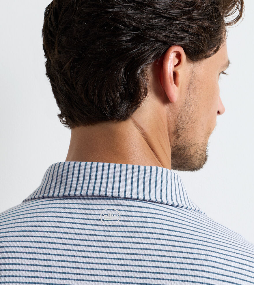 Albatross Stripe Cotton-Blend Piqué Polo GALE GREY