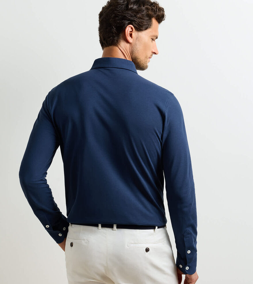 Cool Cotton Long-Sleeve Polo NAVY