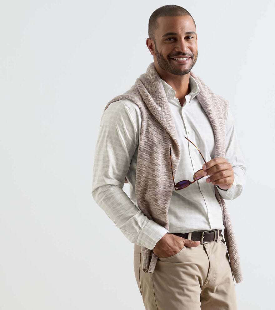 Douglas Crown Lite Cotton-Stretch Sport Shirt TRUFFLE