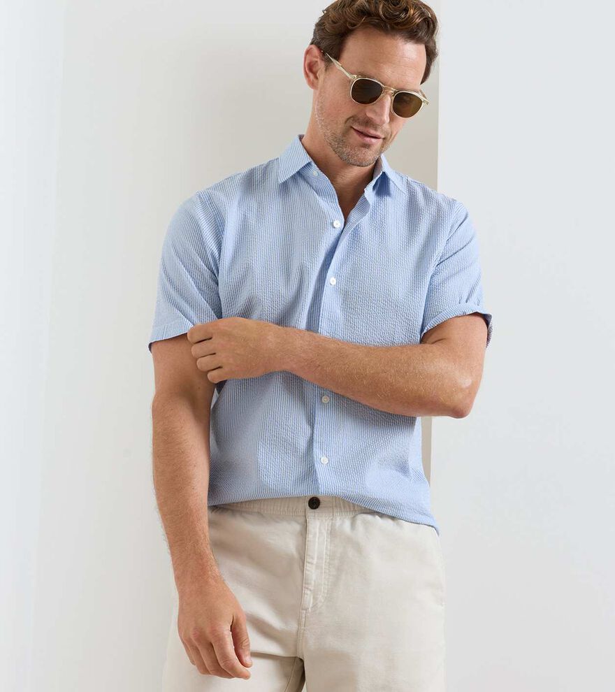 Coastal Stripe Cotton Lyocell Sport Shirt BLUEBIRD