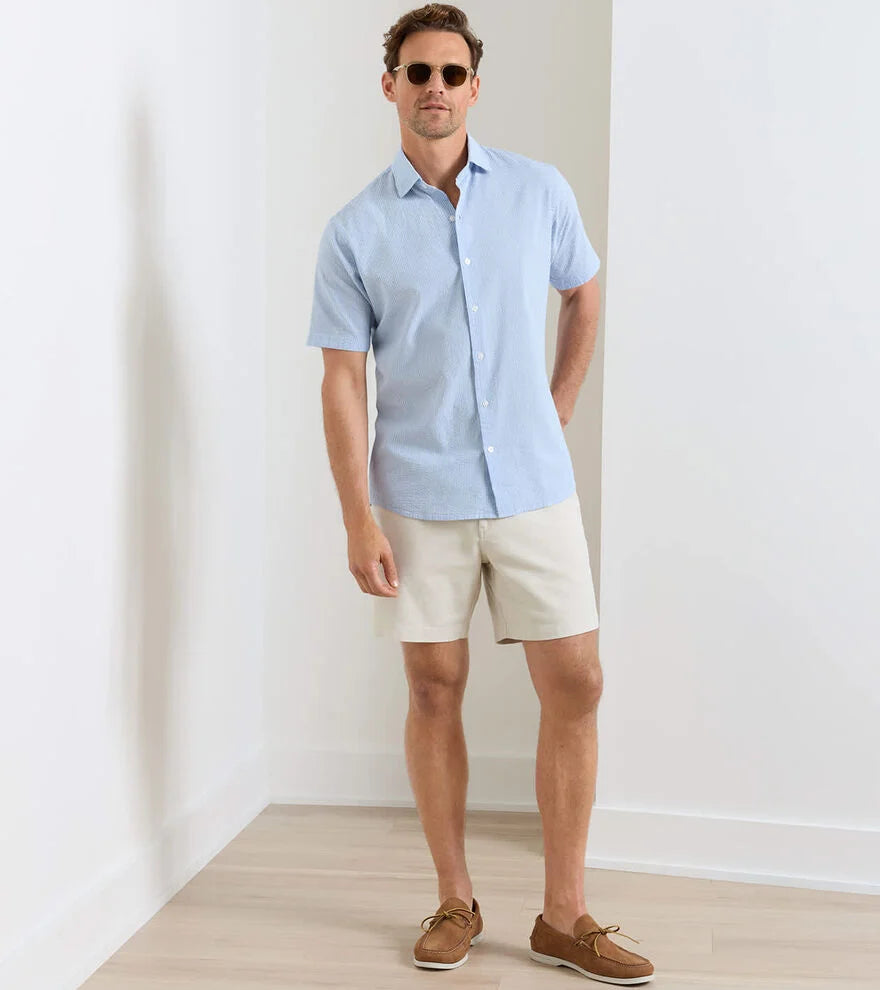 Coastal Stripe Cotton Lyocell Sport Shirt BLUEBIRD