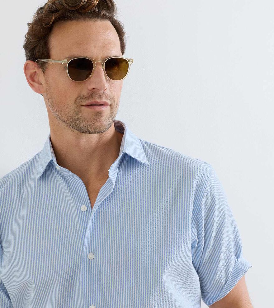 Coastal Stripe Cotton Lyocell Sport Shirt BLUEBIRD