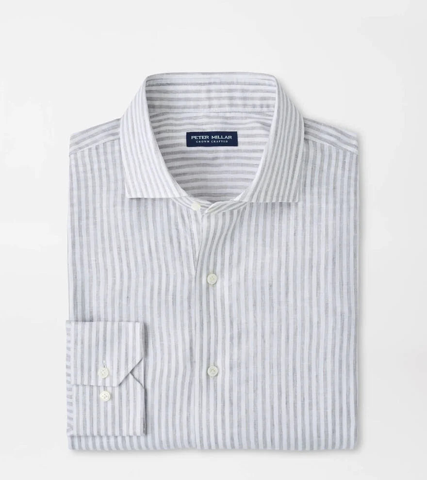 Astino Lino Stripe Sport Shirt BRITISH GREY