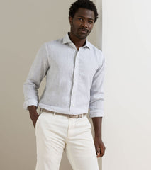 Astino Lino Stripe Sport Shirt BRITISH GREY