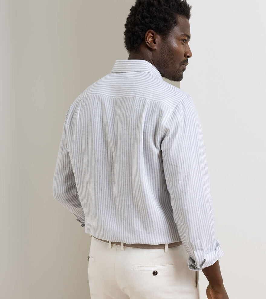 Astino Lino Stripe Sport Shirt BRITISH GREY