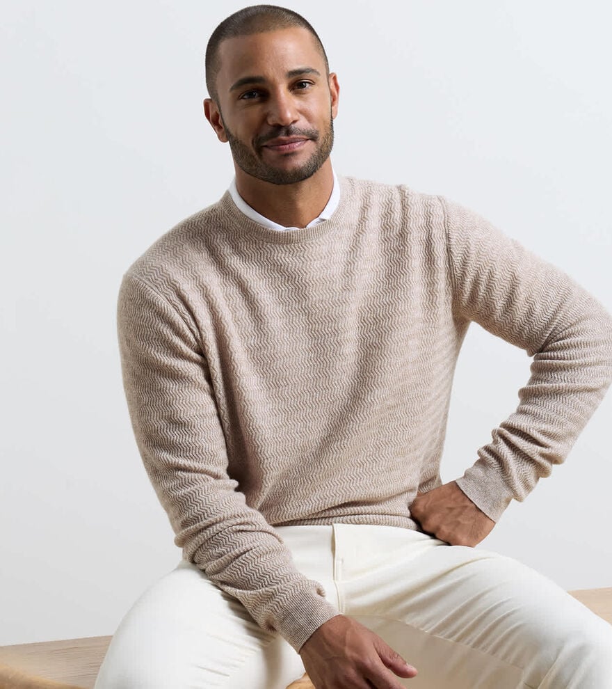 Crosswinds Textured Crewneck Sweater POPLAR BROWN