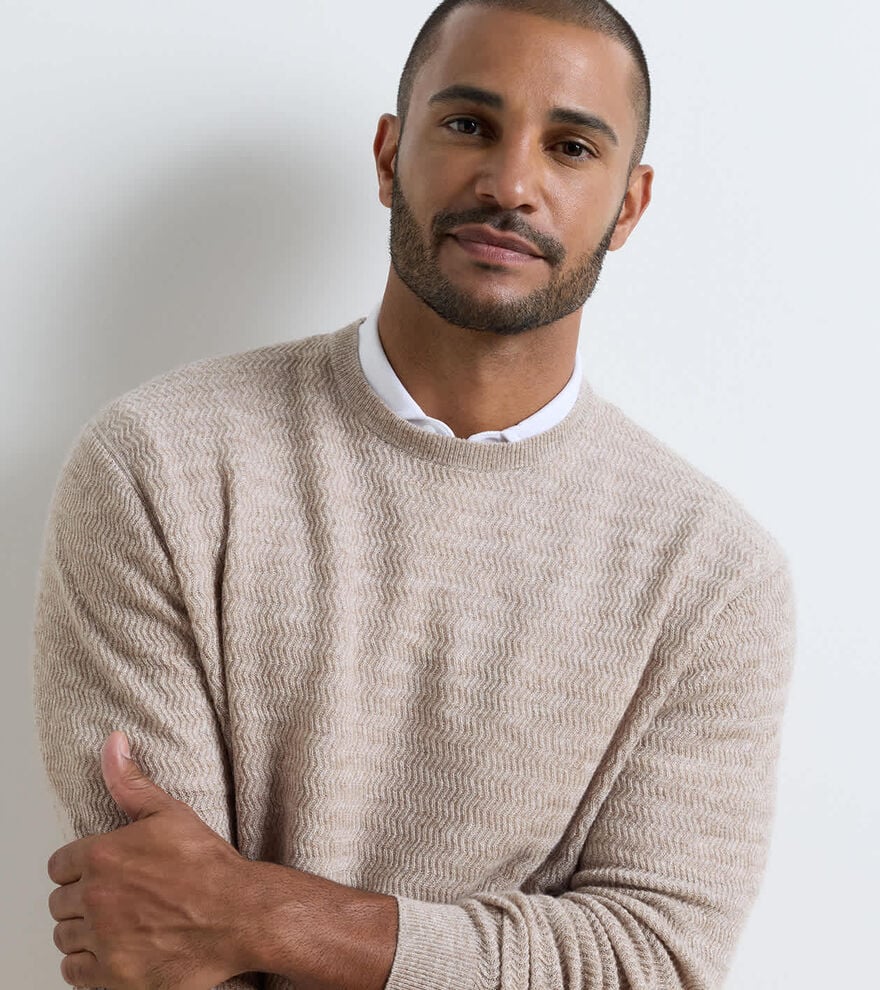 Crosswinds Textured Crewneck Sweater POPLAR BROWN
