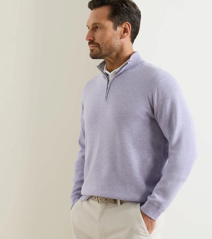 Coolspun Lite Cotton Quarter-Zip Sweater LIGHT VIOLET