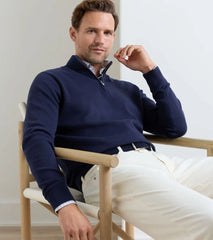 Coolspun Lite Cotton Quarter-Zip Sweater NAVY