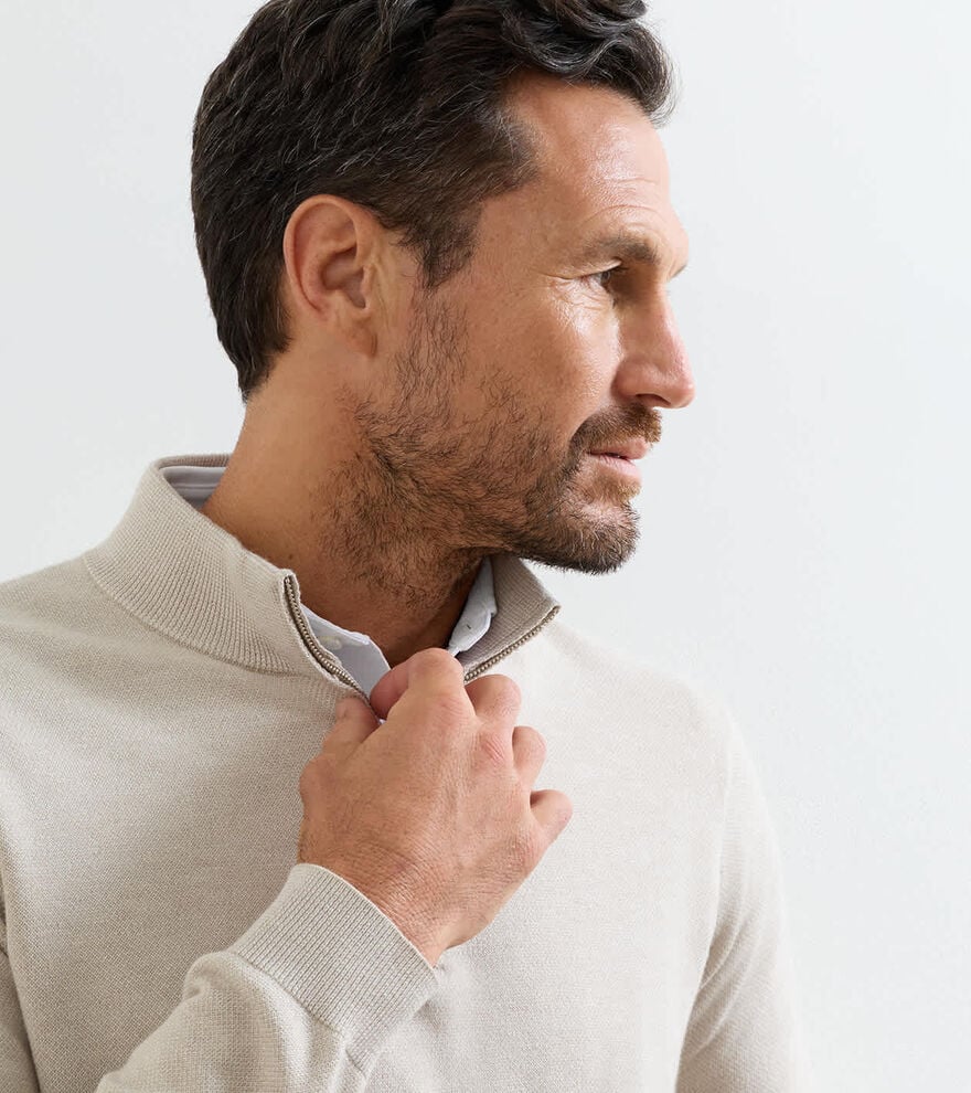 Coolspun Lite Birdseye Quarter Zip Sweater TRUFFLE