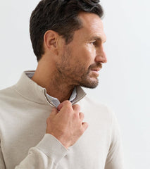 Coolspun Lite Birdseye Quarter Zip Sweater TRUFFLE