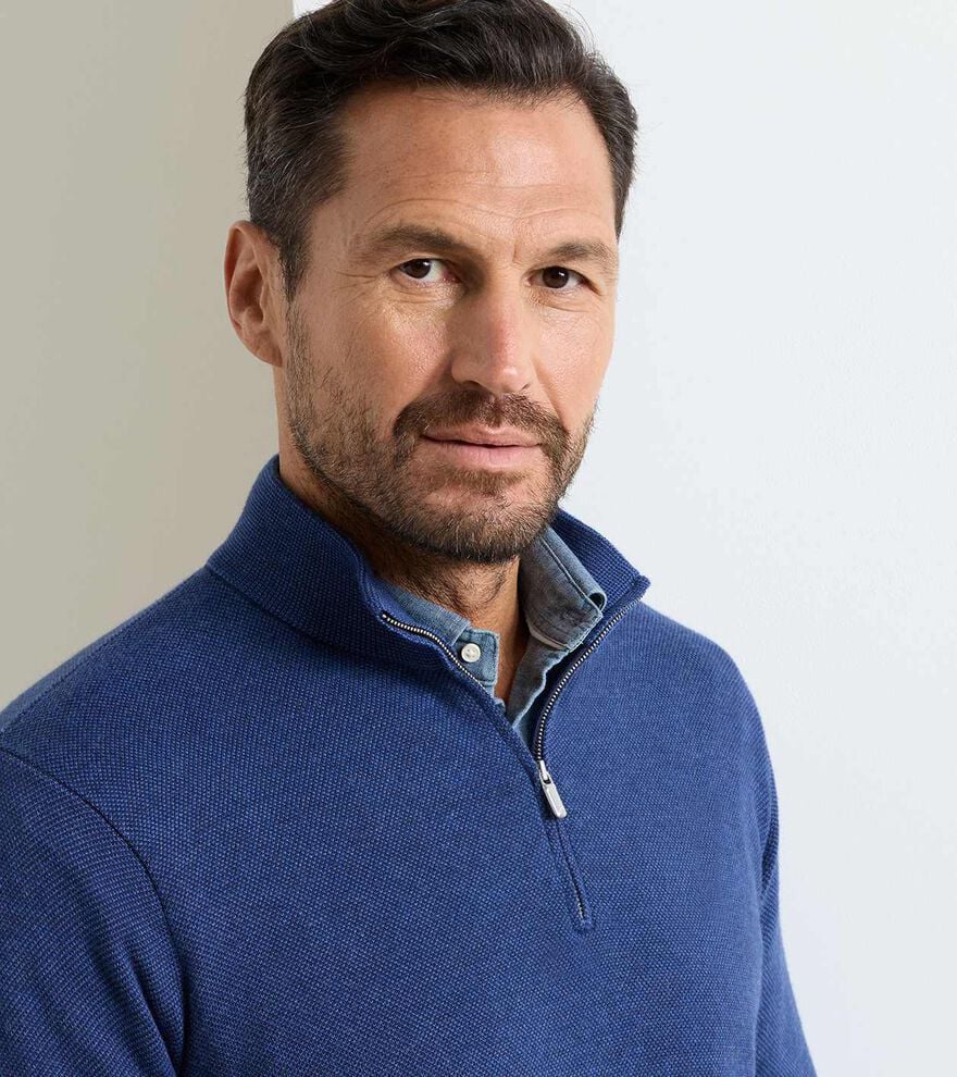 Coolspun Lite Birdseye Quarter Zip Sweater NAVY