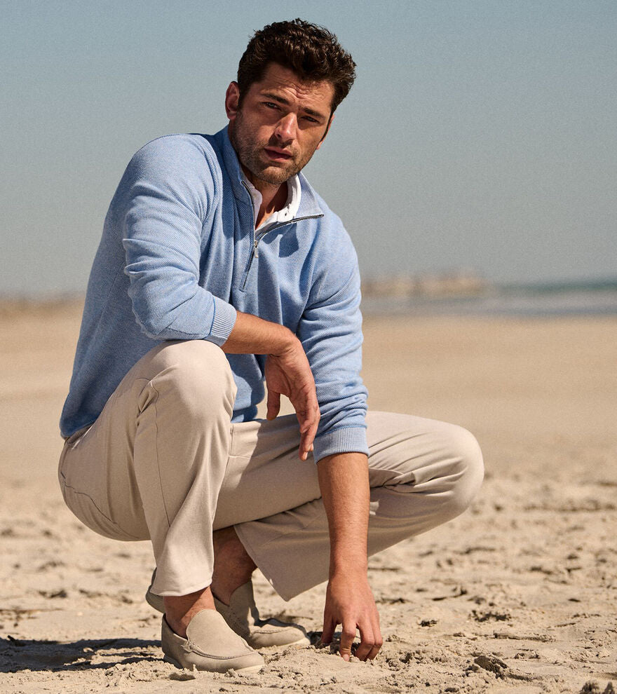 Coolspun Lite Birdseye Quarter Zip Sweater BLUEBIRD