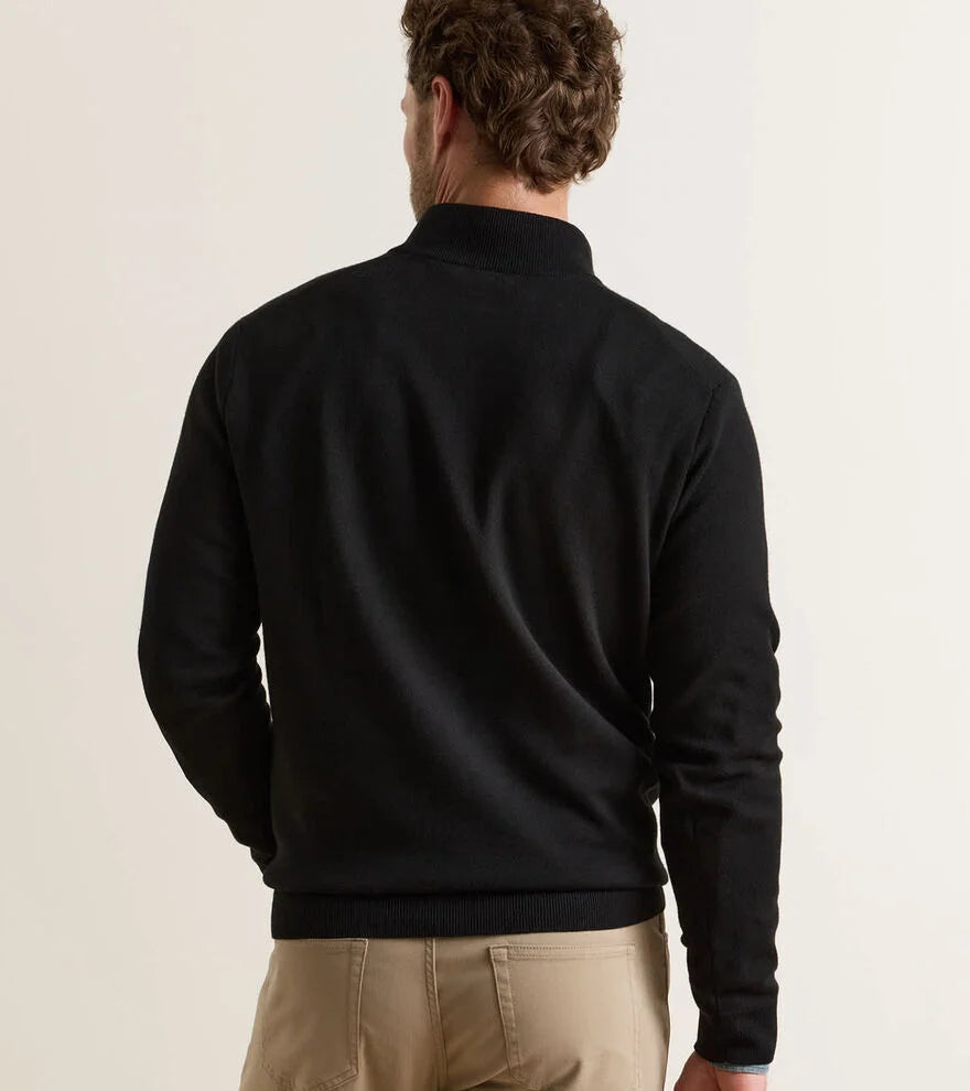 Coolspun Lite Cotton Quarter-Zip Sweater BLACK