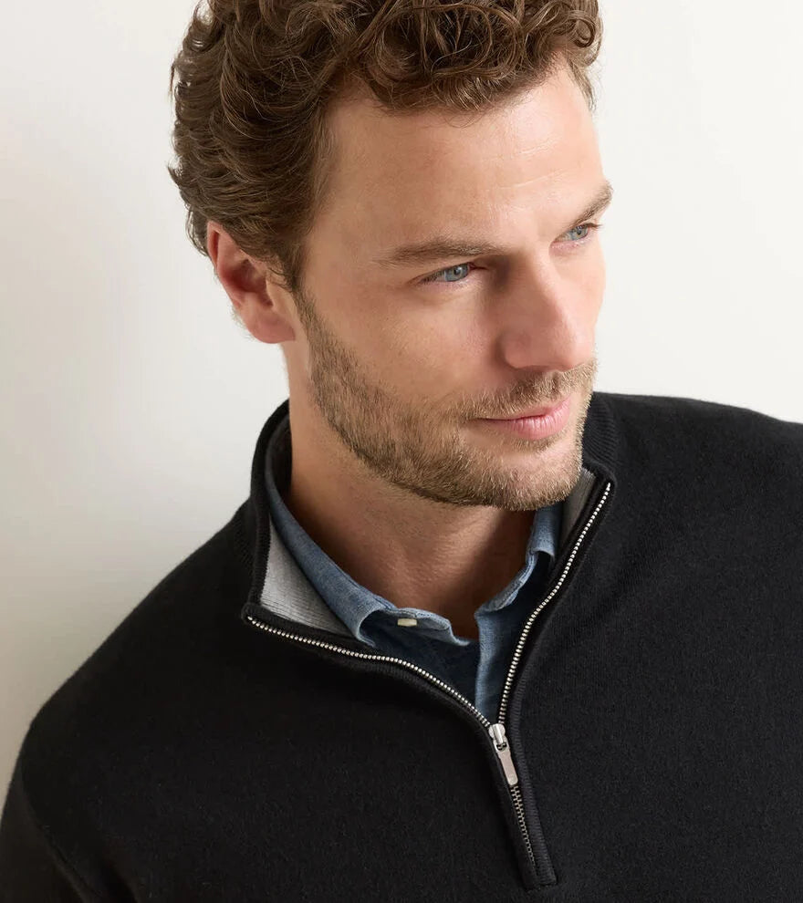 Coolspun Lite Cotton Quarter-Zip Sweater BLACK