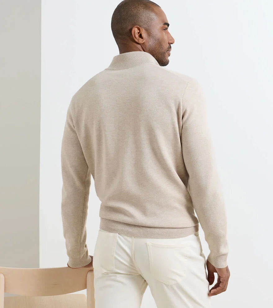 Coolspun Lite Cotton Quarter-Zip Sweater TRUFFLE