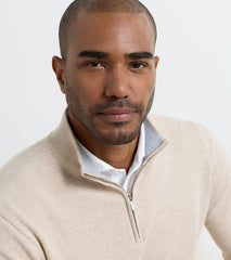 Coolspun Lite Cotton Quarter-Zip Sweater TRUFFLE
