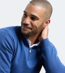 Coolspun Lite Cotton Quarter-Zip Sweater WINDSOR BLUE