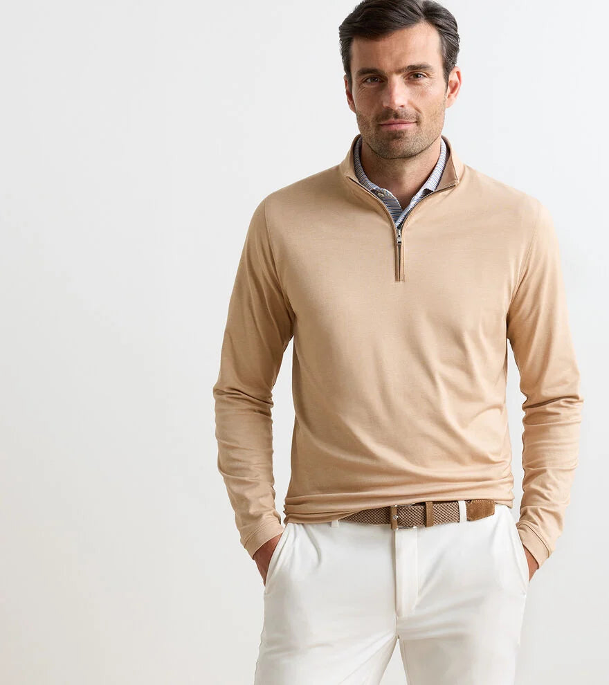 Albatross Cotton-Blend Piqué Quarter-Zip SUMMER DUNES