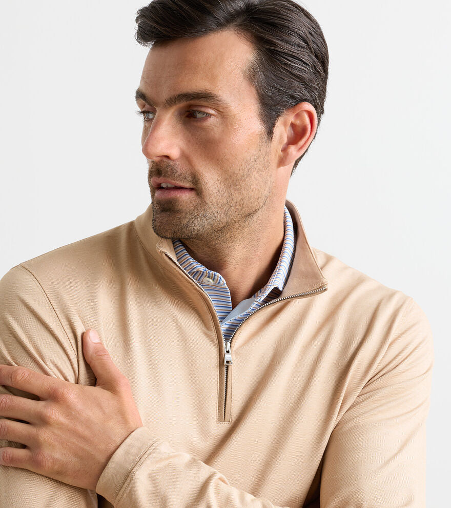 Albatross Cotton-Blend Piqué Quarter-Zip SUMMER DUNES